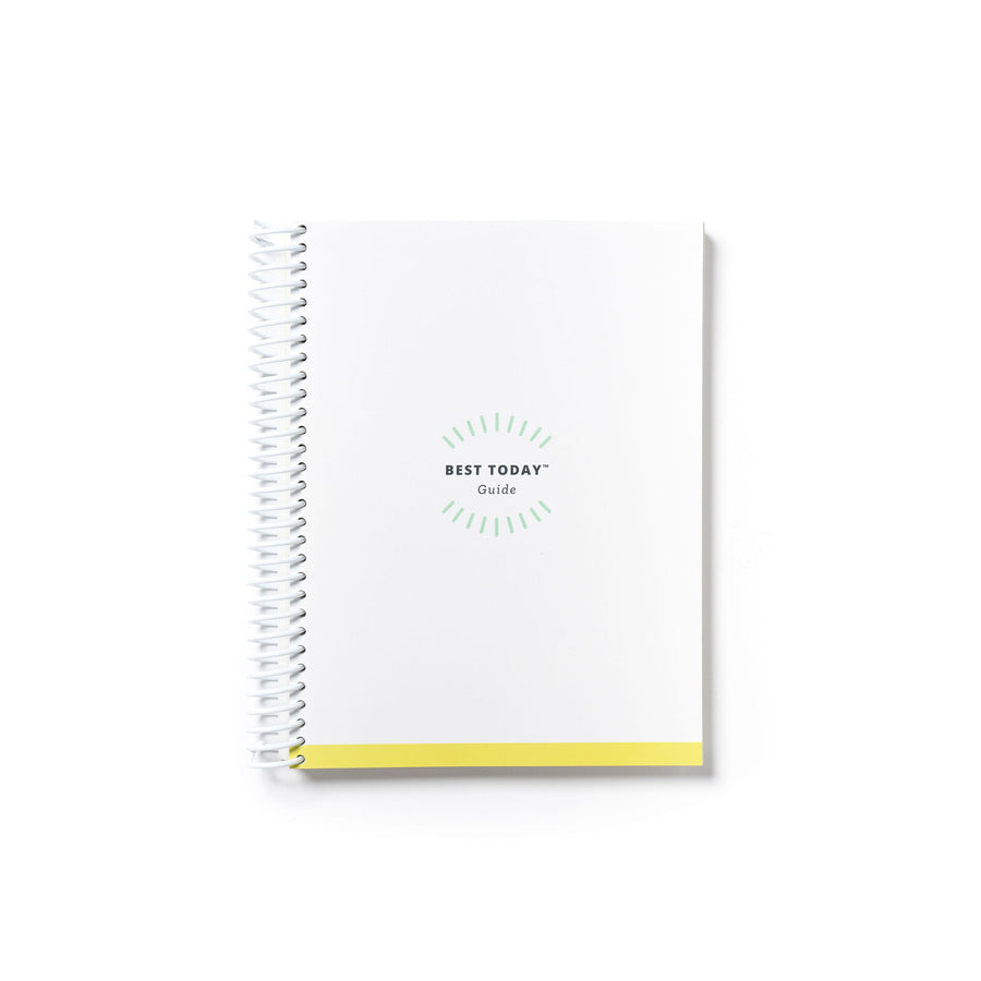 14-week paper guide with white spiral binding.Created to help women live a life of intention and vision, the Best Today Guide is a product that you use weekly, daily and nightly to get clear on who you are, what you want and how to prioritize those things by being proactive and intentional with your time.  