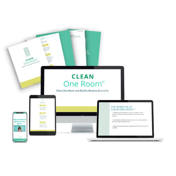 Clean One Room available on desktop, tablet, phone and laptop. Behind the desktop you will see the Clean one Room Worksheets.